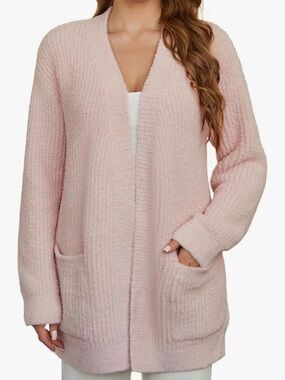 Cozy Blush Open Front Cardigan